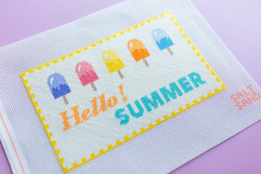 Hello Summer Popsicles Hand Painted Needlepoint Canvas