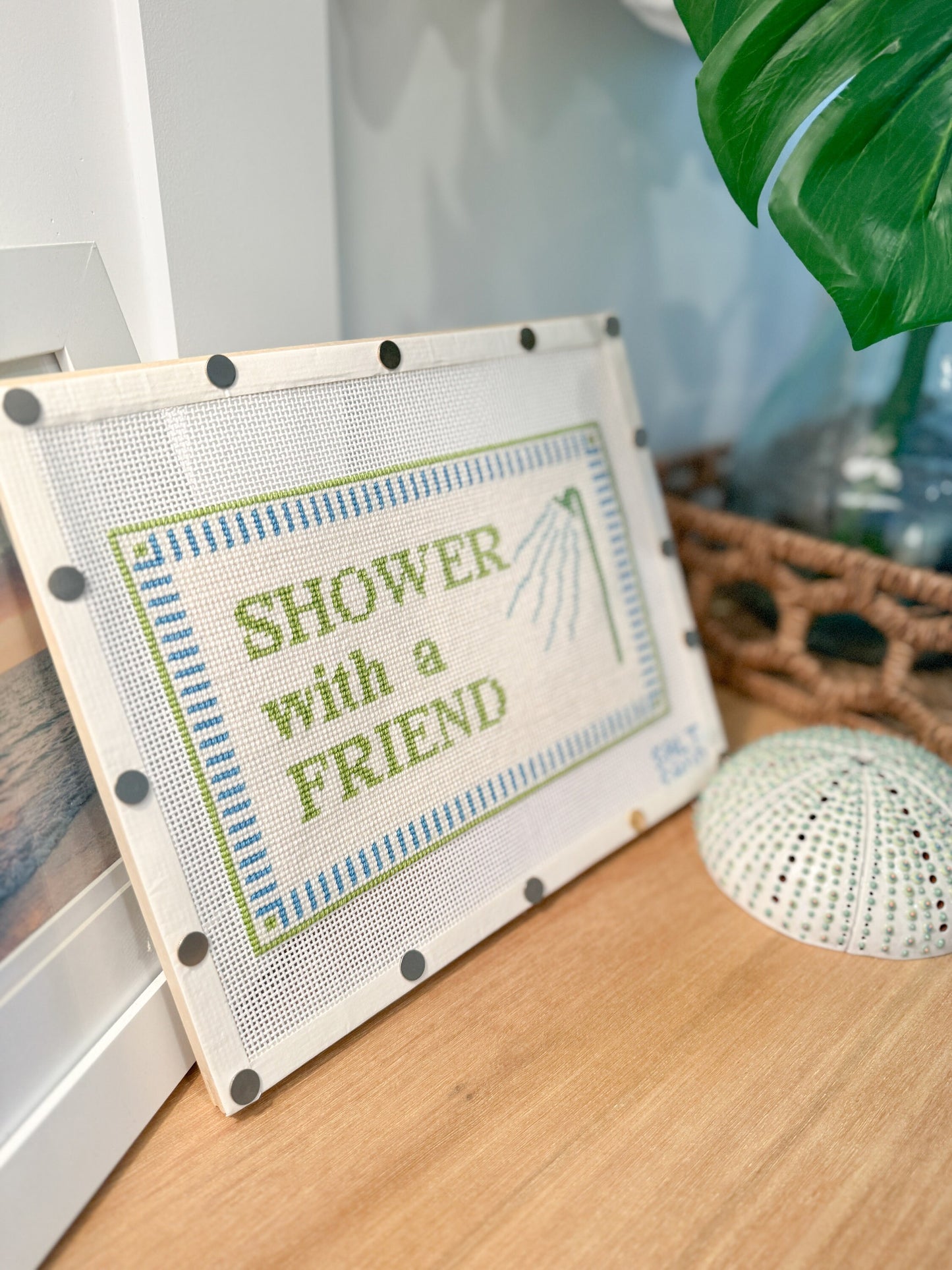 Shower with a Friend Hand Painted Needlepoint Canvas