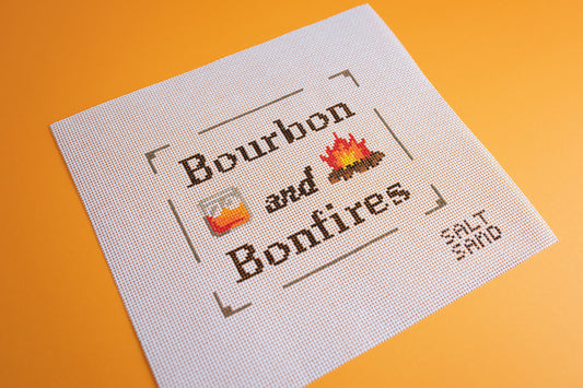 Bourbon and Bonfires Hand Painted Needlepoint Canvas