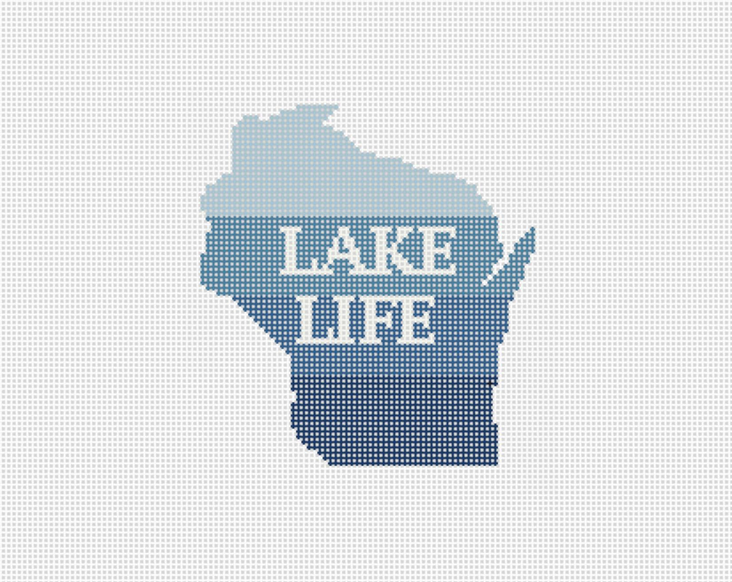 Lake Life Wisconsin hand painted needlepoint canvas