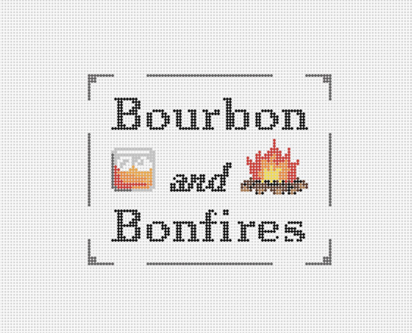 Bourbon and Bonfires Hand Painted Needlepoint Canvas